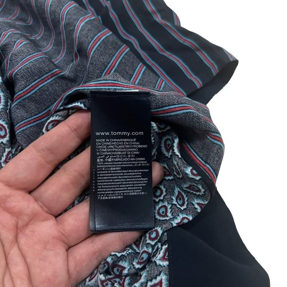 Tommy Hilfiger Stripes Paisley Print Short Sleeve Top Size 6 XXS Chiffon VGC - Picture 7 of 8